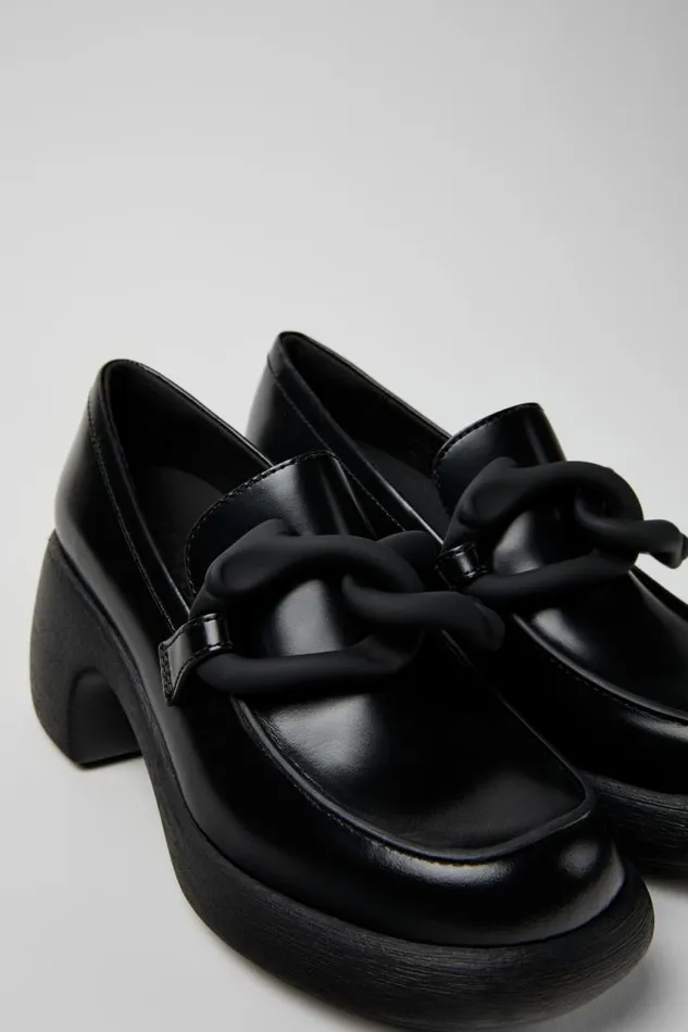 Heels Women Camper Thelma Black Leather MoccasinBallerina