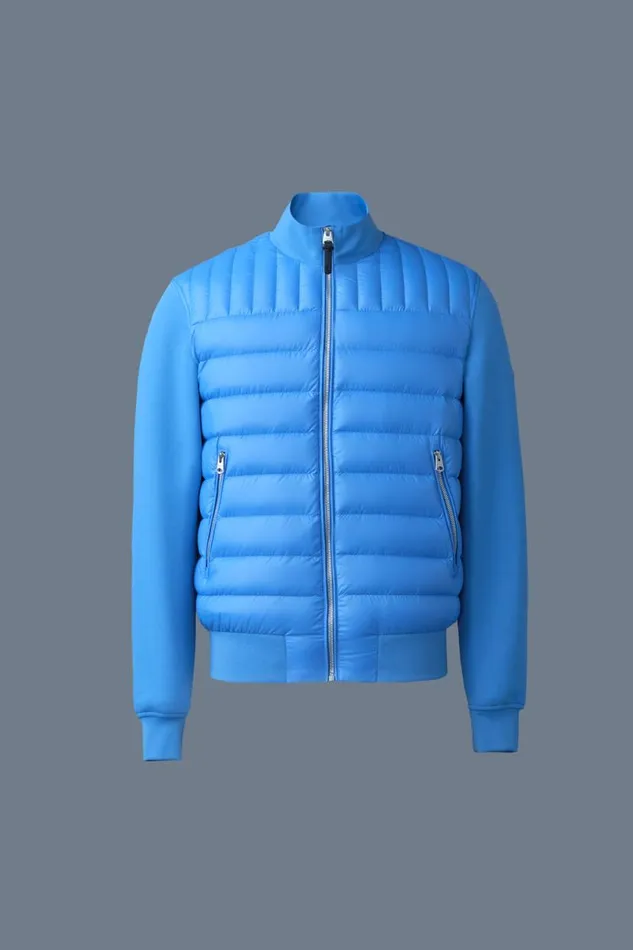 Hoodies and Tops Men Mackage COLLINR Nano Down Mixed Media Bomber Jacket Cream Hoodies and Tops Men Mackage COLLINR Nano Down Mixed Media Bomber Jacket Cream