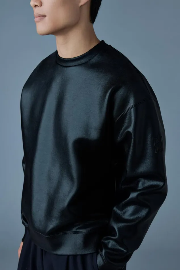 Hoodies and Tops Men Mackage JULIANM Metallic DoubleFace Jersey Sweatshirt Black