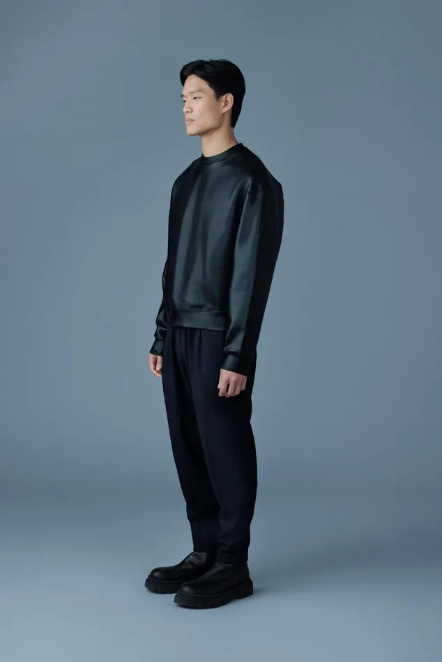 Hoodies and Tops Men Mackage JULIANM Metallic DoubleFace Jersey Sweatshirt Black
