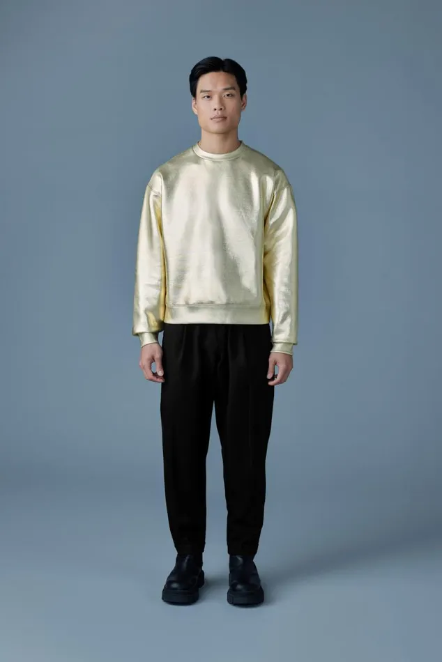 Hoodies and Tops Men Mackage JULIANM Metallic DoubleFace Jersey Sweatshirt Black