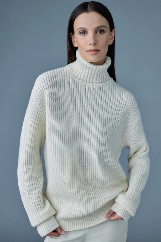 Hoodies and Tops Women Mackage ASTORWM Rib Knit Merino Wool Sweater Cream