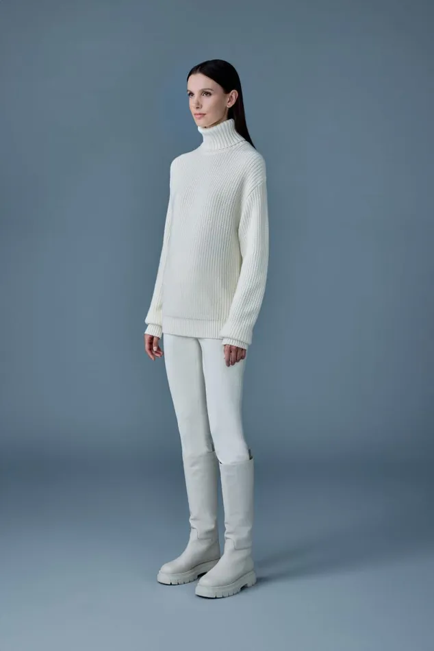 Hoodies and Tops Women Mackage ASTORWM Rib Knit Merino Wool Sweater Cream Hoodies and Tops Women Mackage ASTORWM Rib Knit Merino Wool Sweater Cream