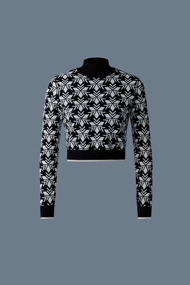 Hoodies and Tops Women Mackage LANSF Snowflake Jacquard Knit Top Mintcream