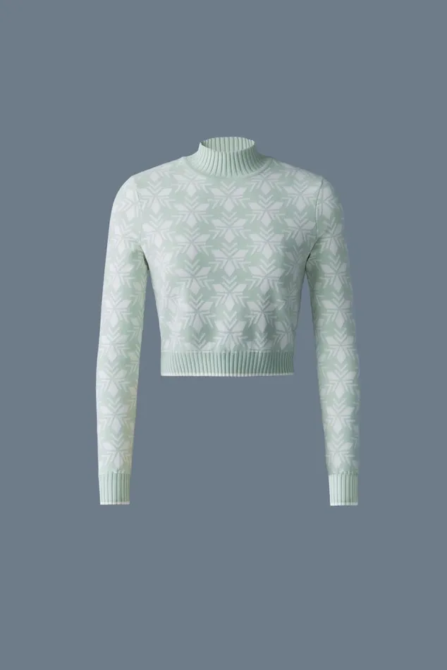 Hoodies and Tops Women Mackage LANSF Snowflake Jacquard Knit Top Mintcream Hoodies and Tops Women Mackage LANSF Snowflake Jacquard Knit Top Mintcream