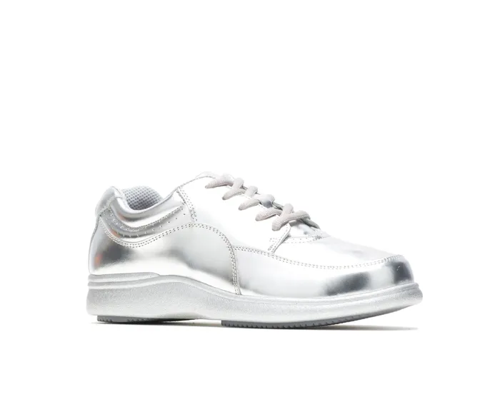 Hush Puppies Power Walker Silver Metallic Leather Women Walking Shoes Hush Puppies Power Walker Silver Metallic Leather Women Walking Shoes