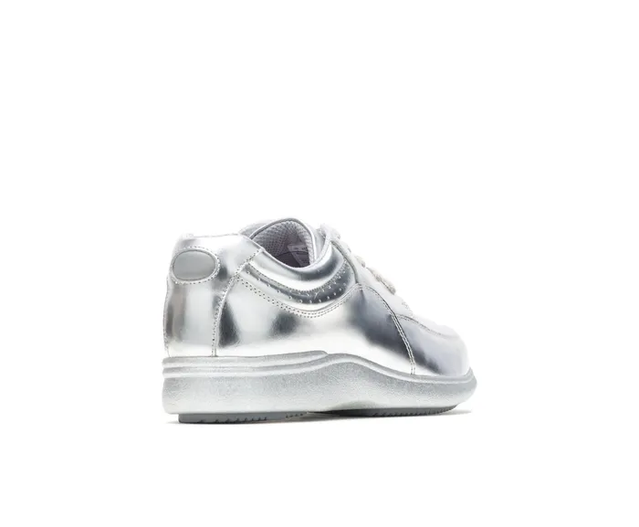Hush Puppies Power Walker Silver Metallic Leather Women Walking Shoes Hush Puppies Power Walker Silver Metallic Leather Women Walking Shoes