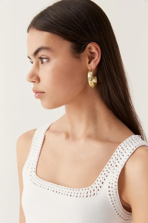 Instinct Hoop Stud Brushed Gold Women Aje Jewelry