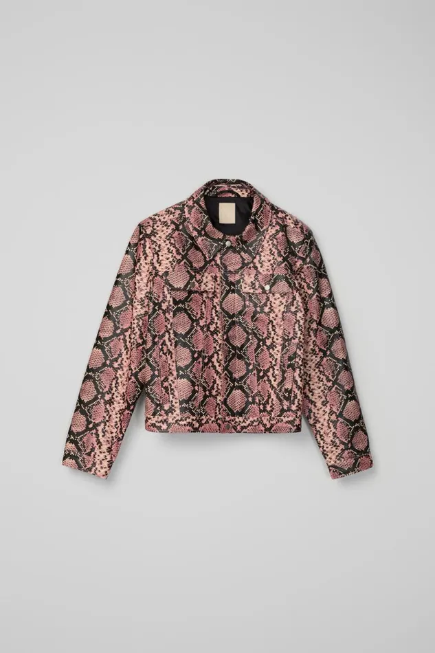 Jackets Men Camper Leather Jacket Pink Snake Leather Jacket