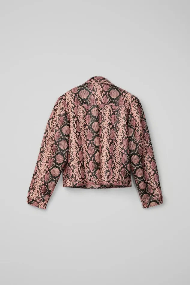 Jackets Men Camper Leather Jacket Pink Snake Leather Jacket