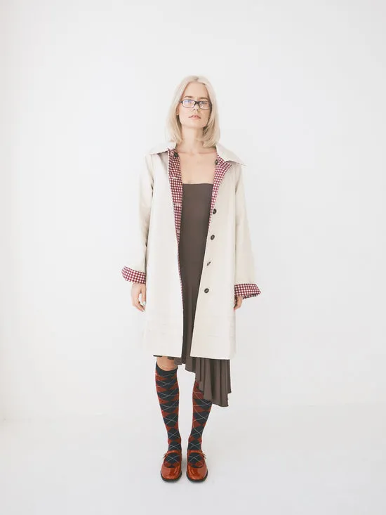 Jackets Outerwear Mercedes Bow Reversible Trench Gingham U0026 Ecru 8211 Lisa Says Gah Women
