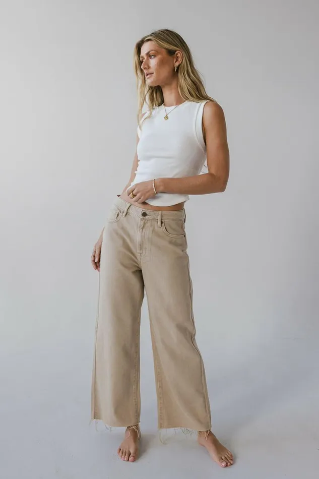Janice Wide Leg Jeans Khaki Women Bohme Denim
