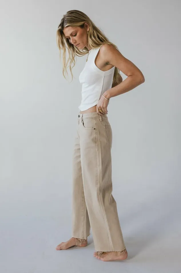 Janice Wide Leg Jeans Khaki Women Bohme Denim