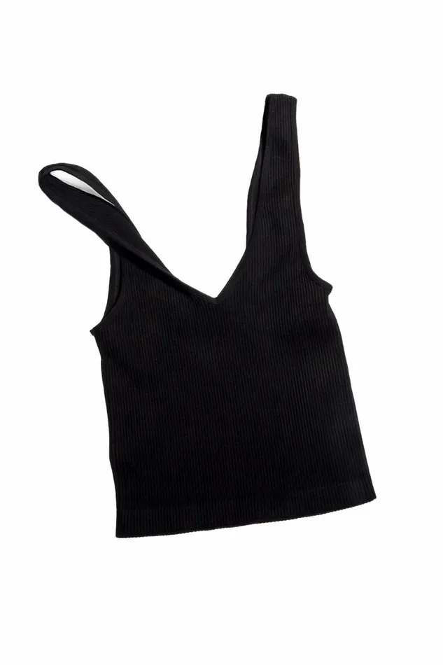 Jessica Cropped Tank In Black Black Women Bohme Tees and Tanks