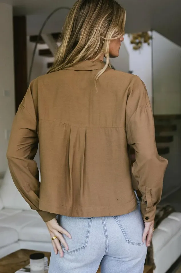 Joelle Button Up In Camel Camel Women Bohme Tops