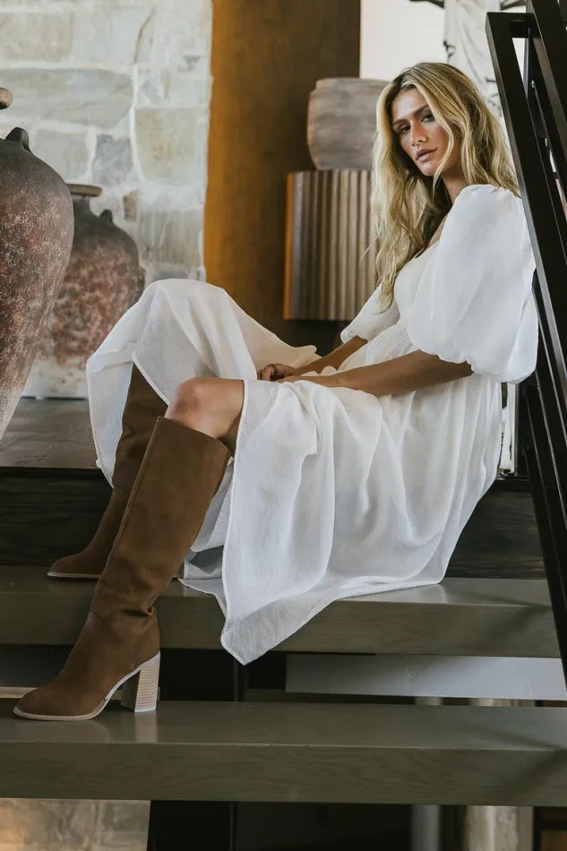 Juliet Puff Sleeve Dress In Natural Natural Women Bohme Dresses