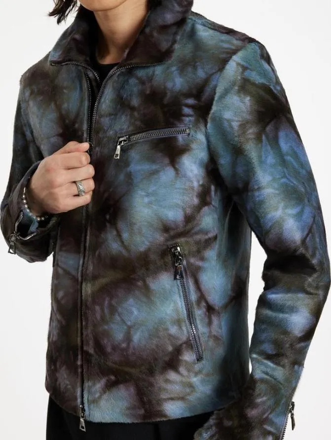 JUNIUS JACKET Blue Multi Clothing John Varvatos Leather Jackets