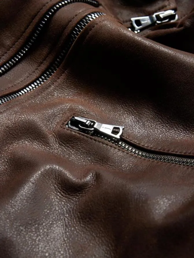 JUNIUS JACKET Charc Brown Clothing John Varvatos Leather Jackets