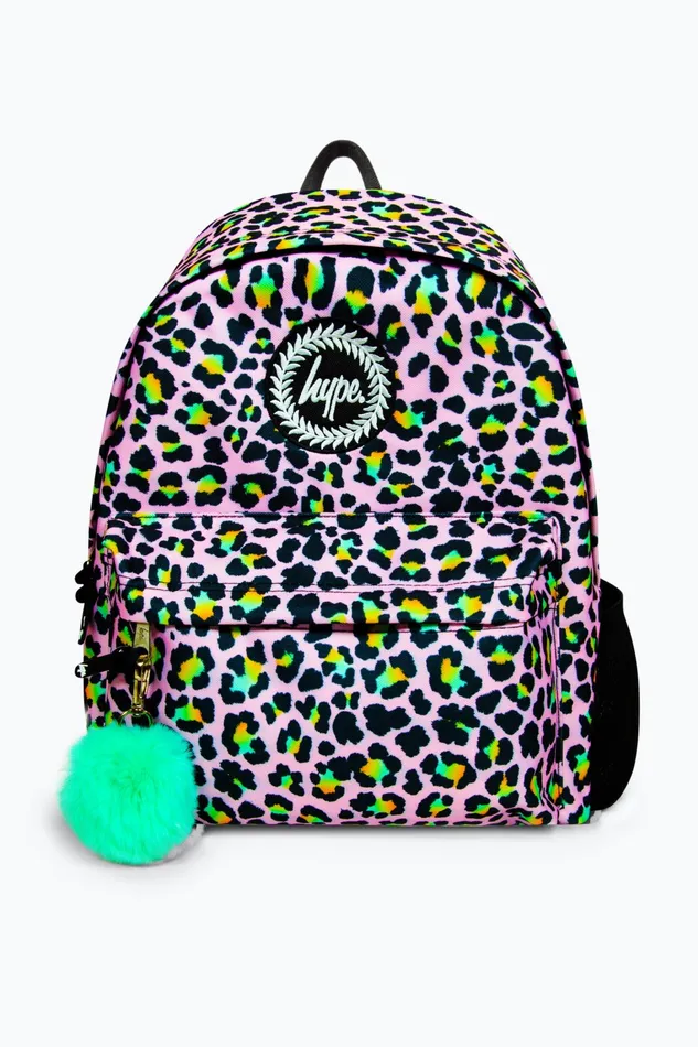 Just Hype Backpacks Hype Girls Iconic Pink Disco Leopard Print Backpack