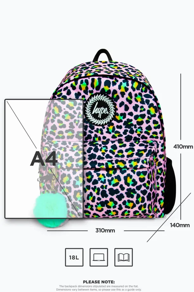 Just Hype Backpacks Hype Girls Iconic Pink Disco Leopard Print Backpack