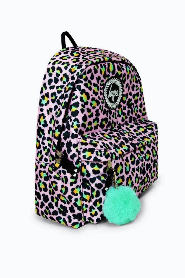 Just Hype Backpacks Hype Girls Iconic Pink Disco Leopard Print Backpack