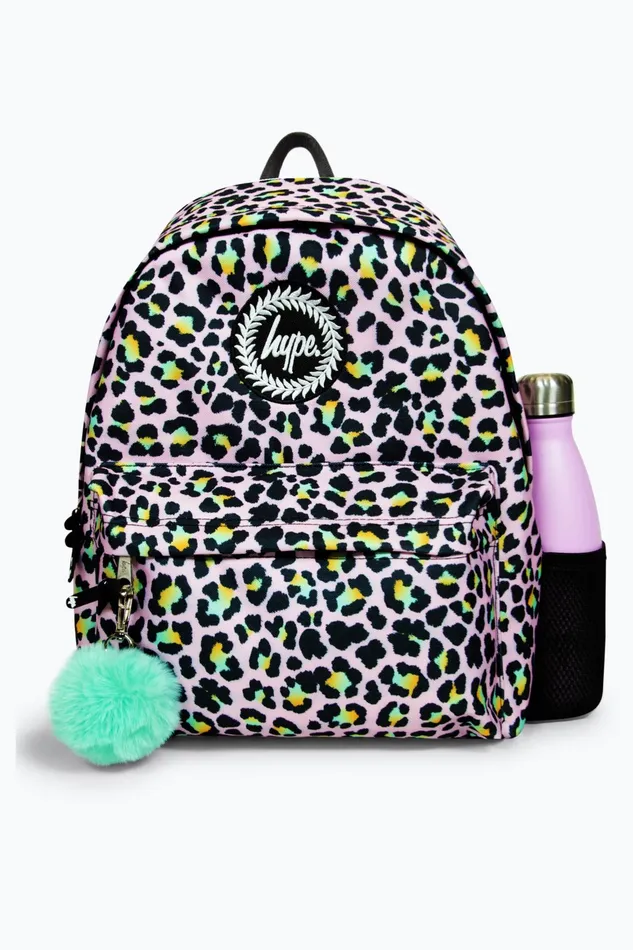 Just Hype Backpacks Hype Girls Iconic Pink Disco Leopard Print Backpack