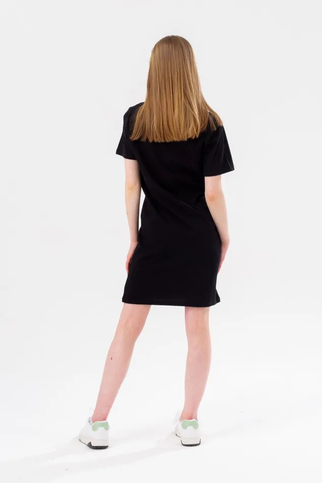 Just Hype Dresses Hype Girls Black Glitter Script Tee Dress