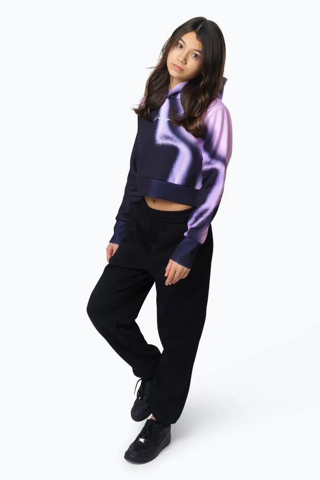 Just Hype Hoodies and Pullovers Hype Kids Black Spray Crop Hoodie