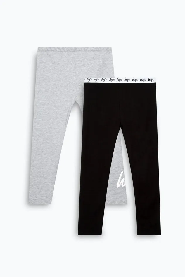 Just Hype Leggings and Bralettes Hype Girls Black and Grey 2 Pack Leggings Set
