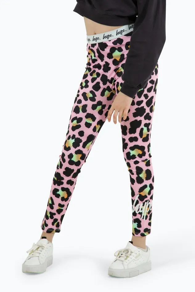 Just Hype Leggings and Bralettes Hype Girls Multi Disco Leopard Leggings