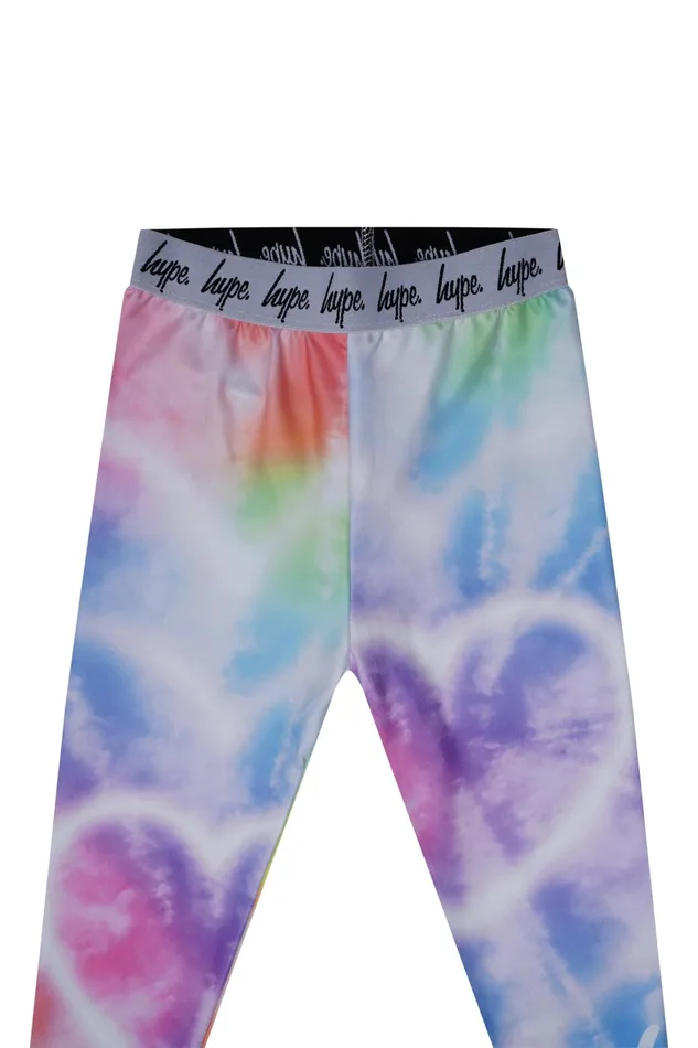 Just Hype Leggings and Bralettes Hype Girls Multi Heart TieDye Legging