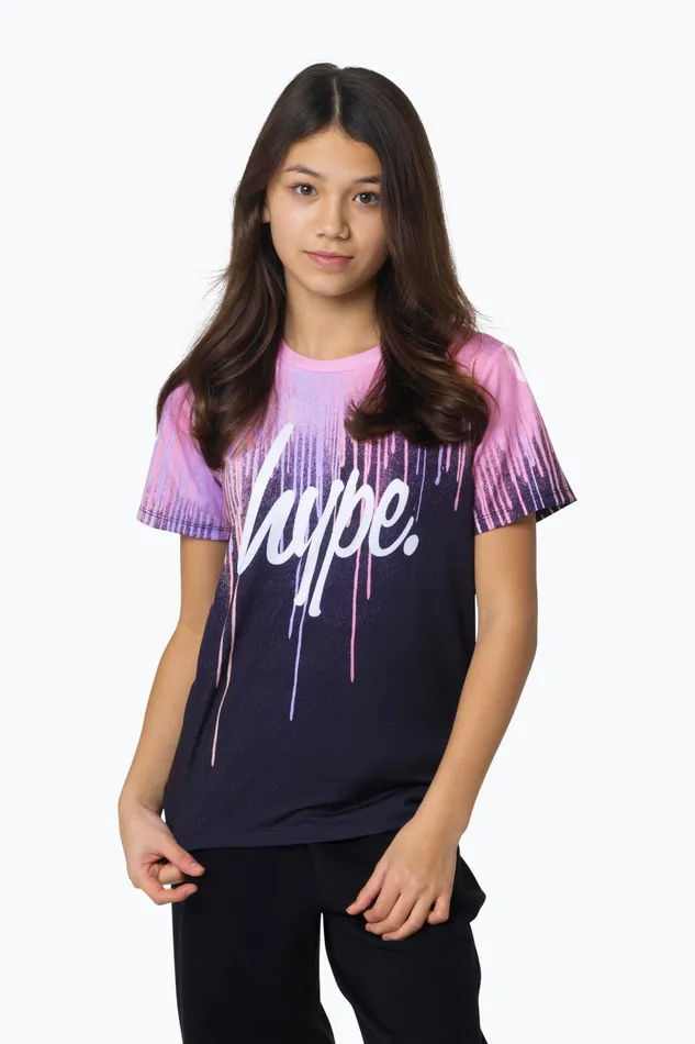 Just Hype TShirts Hype Girls Multi Dark Pastel Drips TShirt