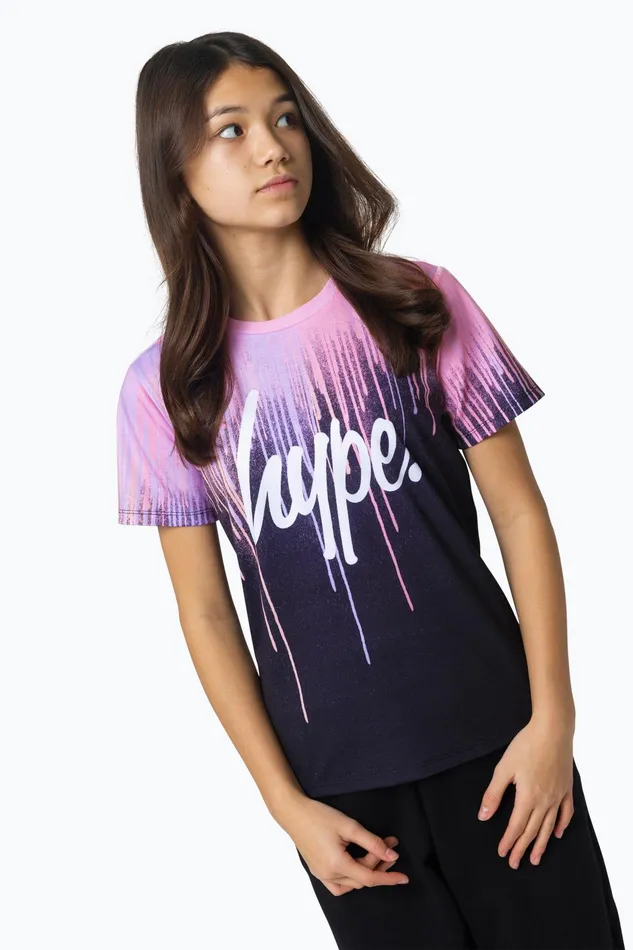 Just Hype TShirts Hype Girls Multi Dark Pastel Drips TShirt