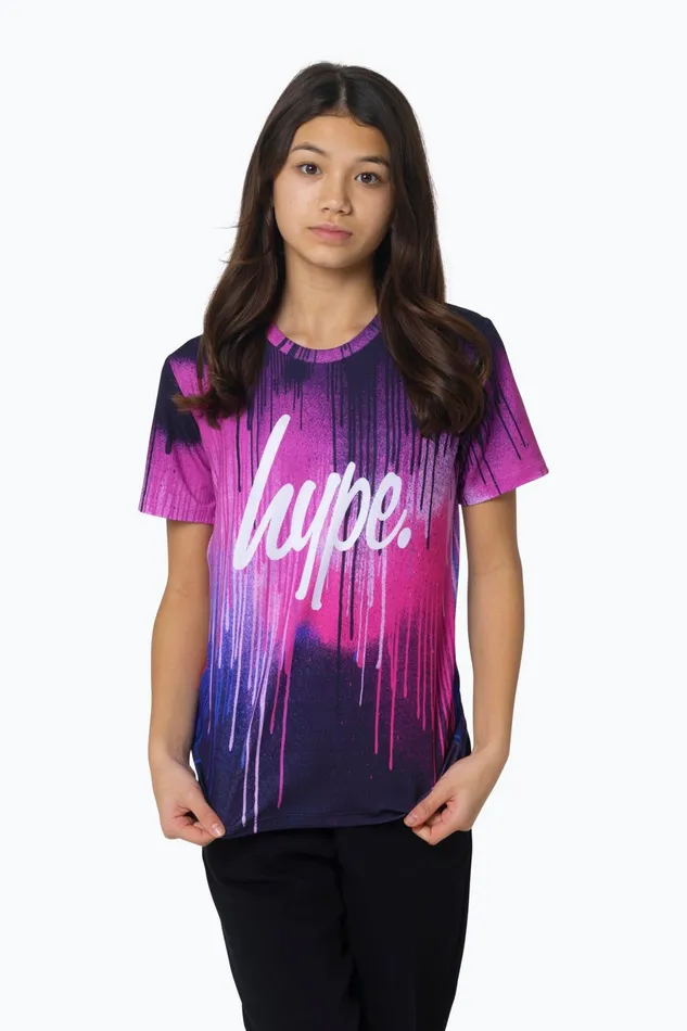 Just Hype TShirts Hype Girls Multi Pink Drips TShirt