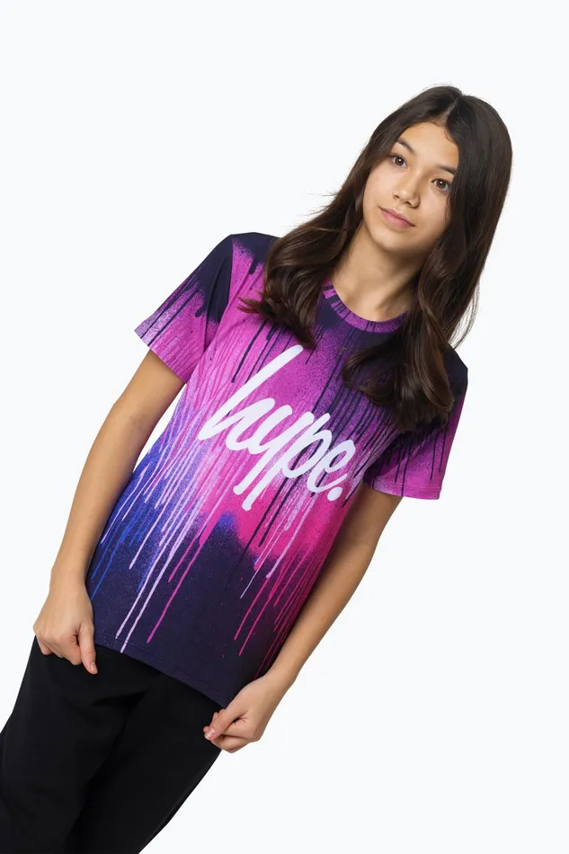 Just Hype TShirts Hype Girls Multi Pink Drips TShirt