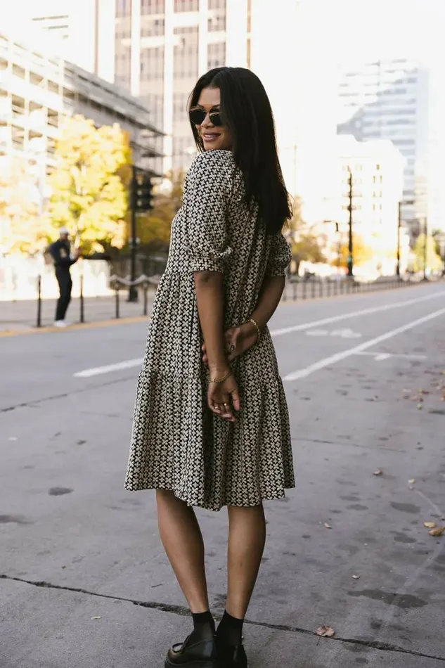 Kamila Printed Dress Black Women Bohme Dresses