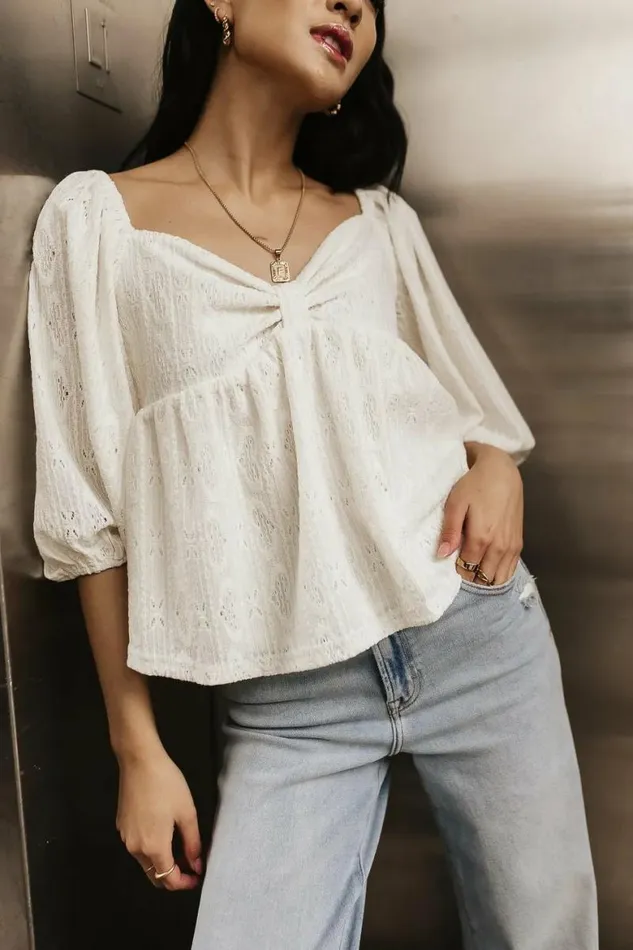 Kasey Babydoll Blouse In Ivory Ivory Women Bohme Tops