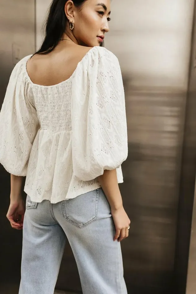 Kasey Babydoll Blouse In Ivory Ivory Women Bohme Tops