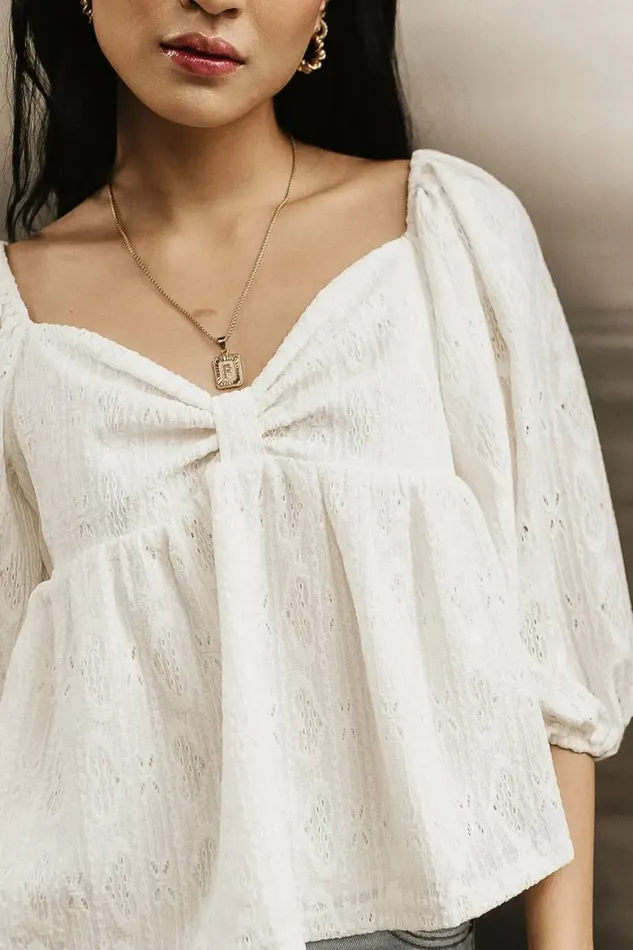 Kasey Babydoll Blouse In Ivory Ivory Women Bohme Tops