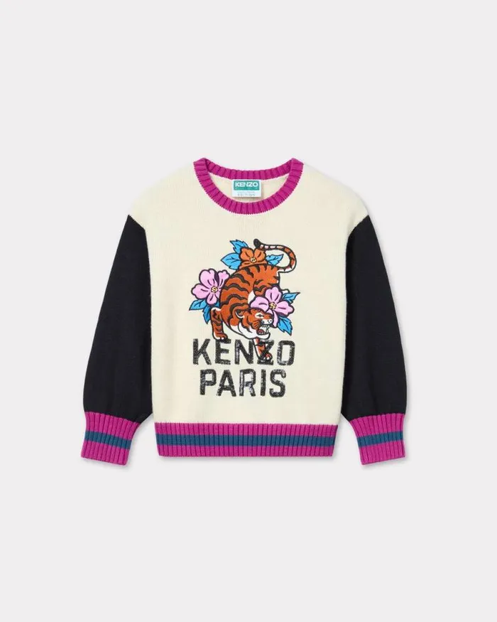 Kids 039Festive039 Embroidered Knitted Jumper Ecru Kenzo Tshirts And Sweatshirts