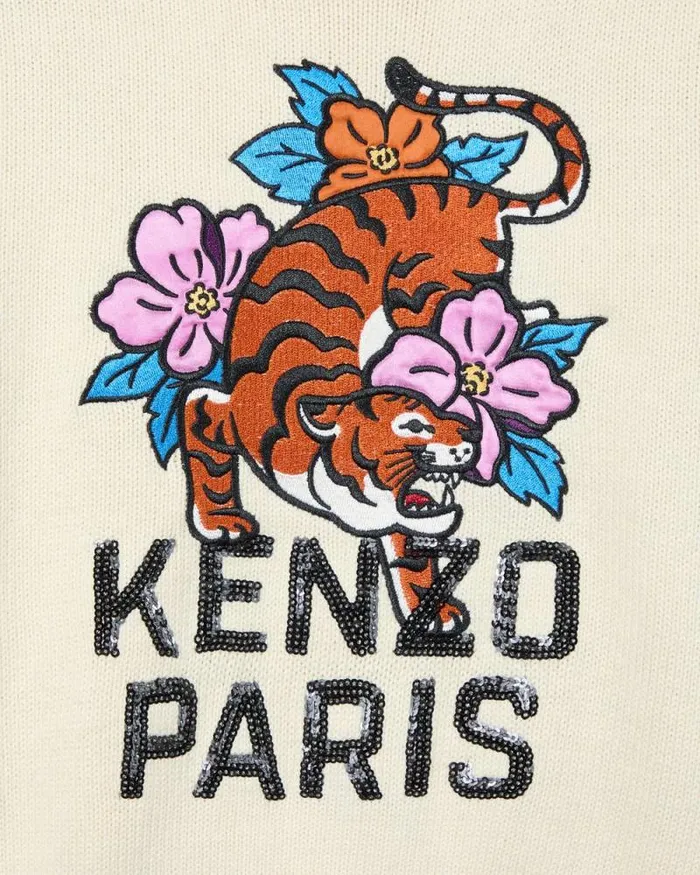 Kids 039Festive039 Embroidered Knitted Jumper Ecru Kenzo Tshirts And Sweatshirts