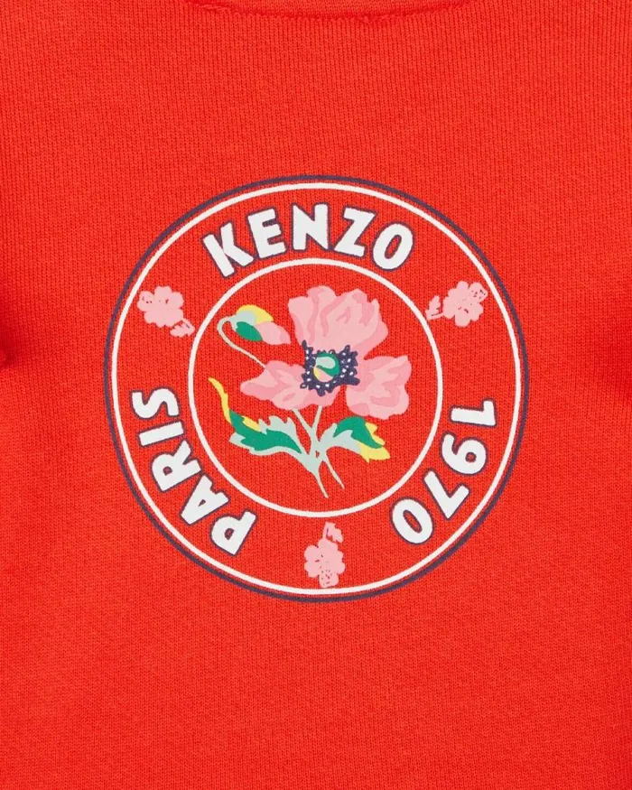 Kids 039KENZO Tour039 Ruffled Cotton Dress Vermillion Kenzo Babies 1 Month 8211 2 Years