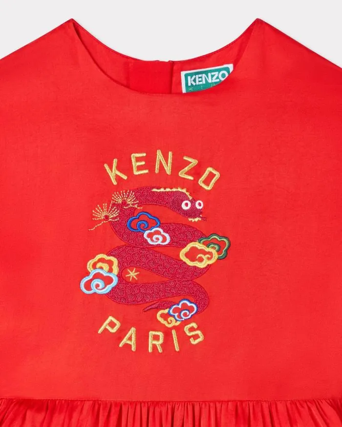 Kids 039Lunar New Year039 Embroidered Dress Deep Orange Kenzo Dresses And Skirts