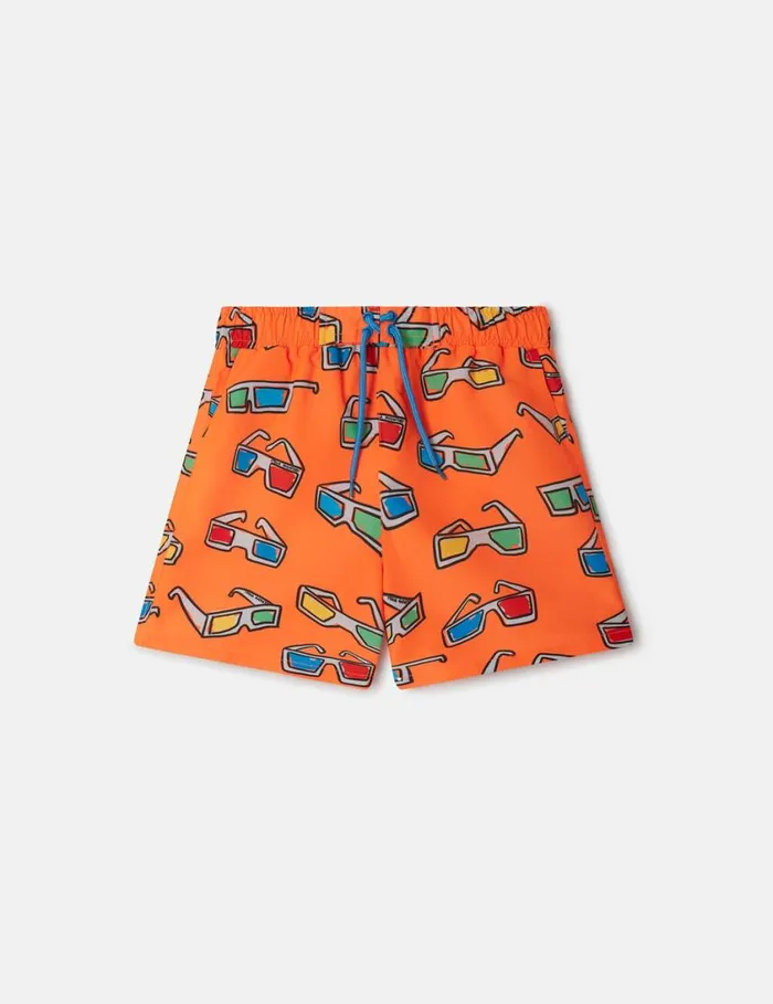 Kids 3D Glasses Swimming Trunks Neon Orange Stella McCartney Pants and Shorts