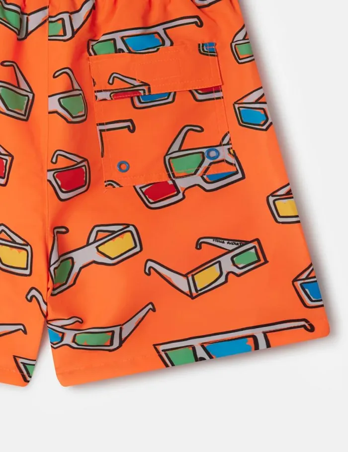 Kids 3D Glasses Swimming Trunks Neon Orange Stella McCartney Pants and Shorts