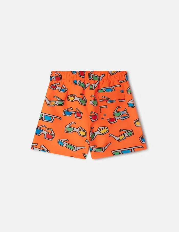 Kids 3D Glasses Swimming Trunks Neon Orange Stella McCartney Pants and Shorts