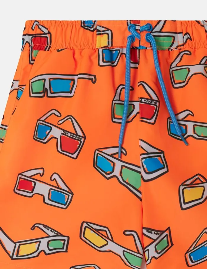 Kids 3D Glasses Swimming Trunks Neon Orange Stella McCartney Pants and Shorts