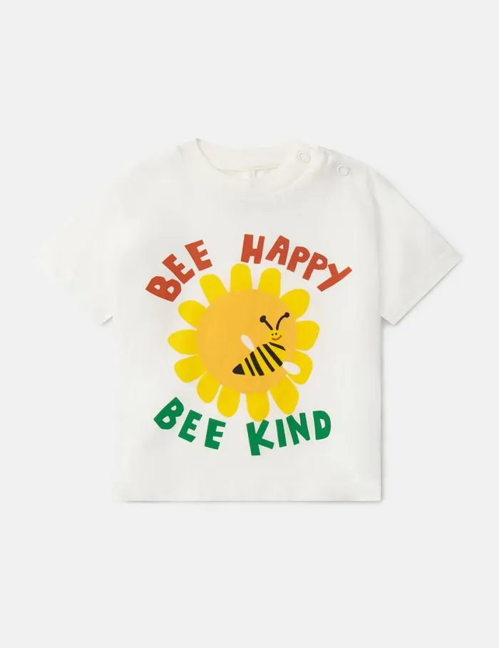 Kids Bee Happy TShirt Ivory Stella McCartney Baby Girls