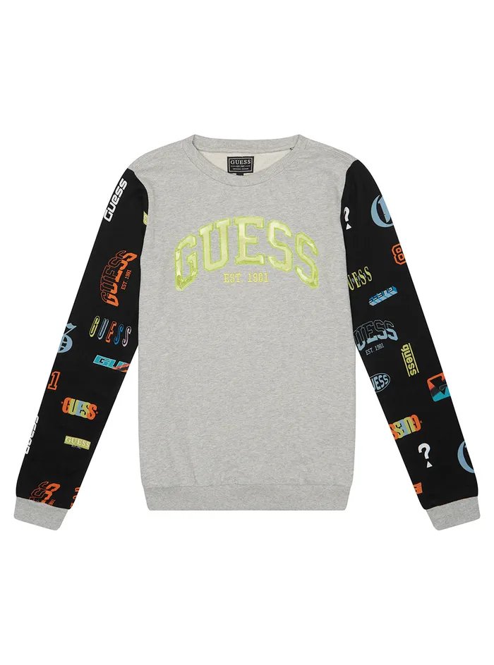 Kids Big Boy GUESS Grey Logo Print Active Tshirt 716