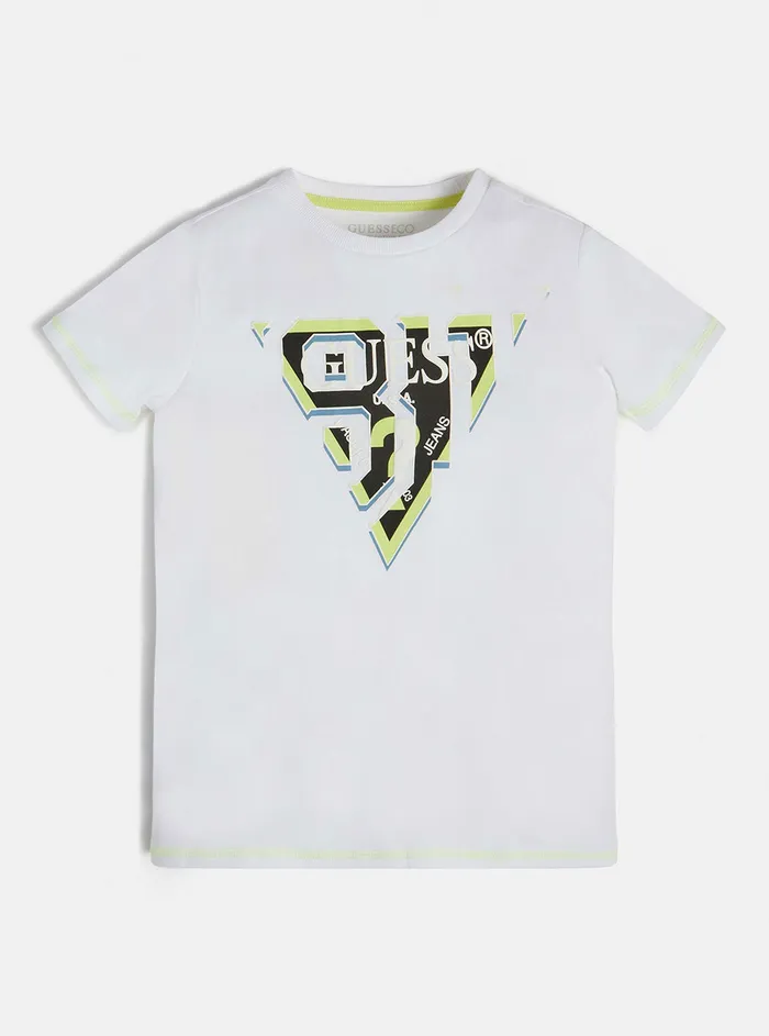 Kids Big Boy GUESS White Yellow Logo Tshirt 716